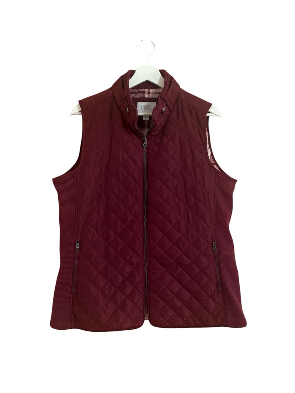 Market & Spruce Size Large Maroon Quilted Vest - Picture 2 of 8